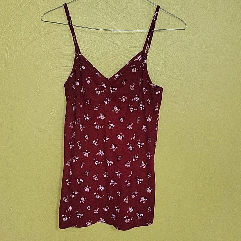 Spaghetti strap knit floral tank